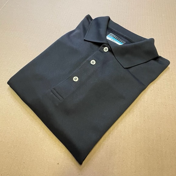 PGA Tour Men's Large Solid Black Long Sleeve Polyester Polo - Picture 10 of 10